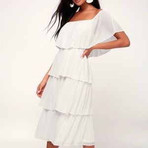 LuLus Gala Ready Off the Shoulder Midi Dress